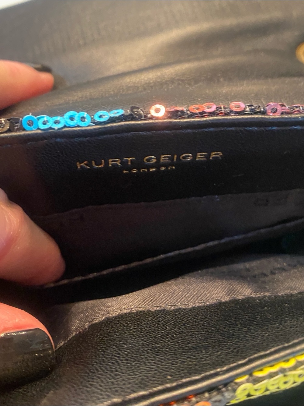 EUC Kurt Geiger London Mini Kensington Rainbow Sequin Crossbody Bag Dustbag - Picture 8 of 8